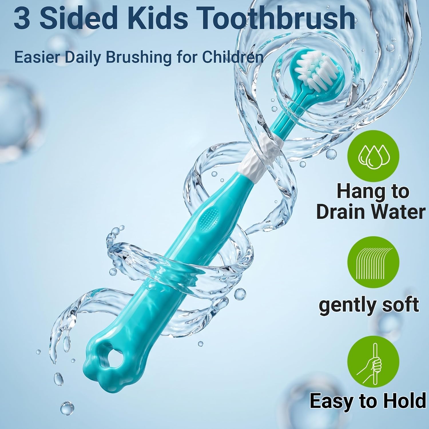 Kids Toothbrush 4 Pack,Soft Bristle Toddler Brush,Easy Grip,Tongue Scraper