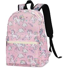 Unicorn Mesh Backpack for Girls, kids Women School Backpacks Semi-Transparent Bookbag See Through Beach Bag Daypack, Large