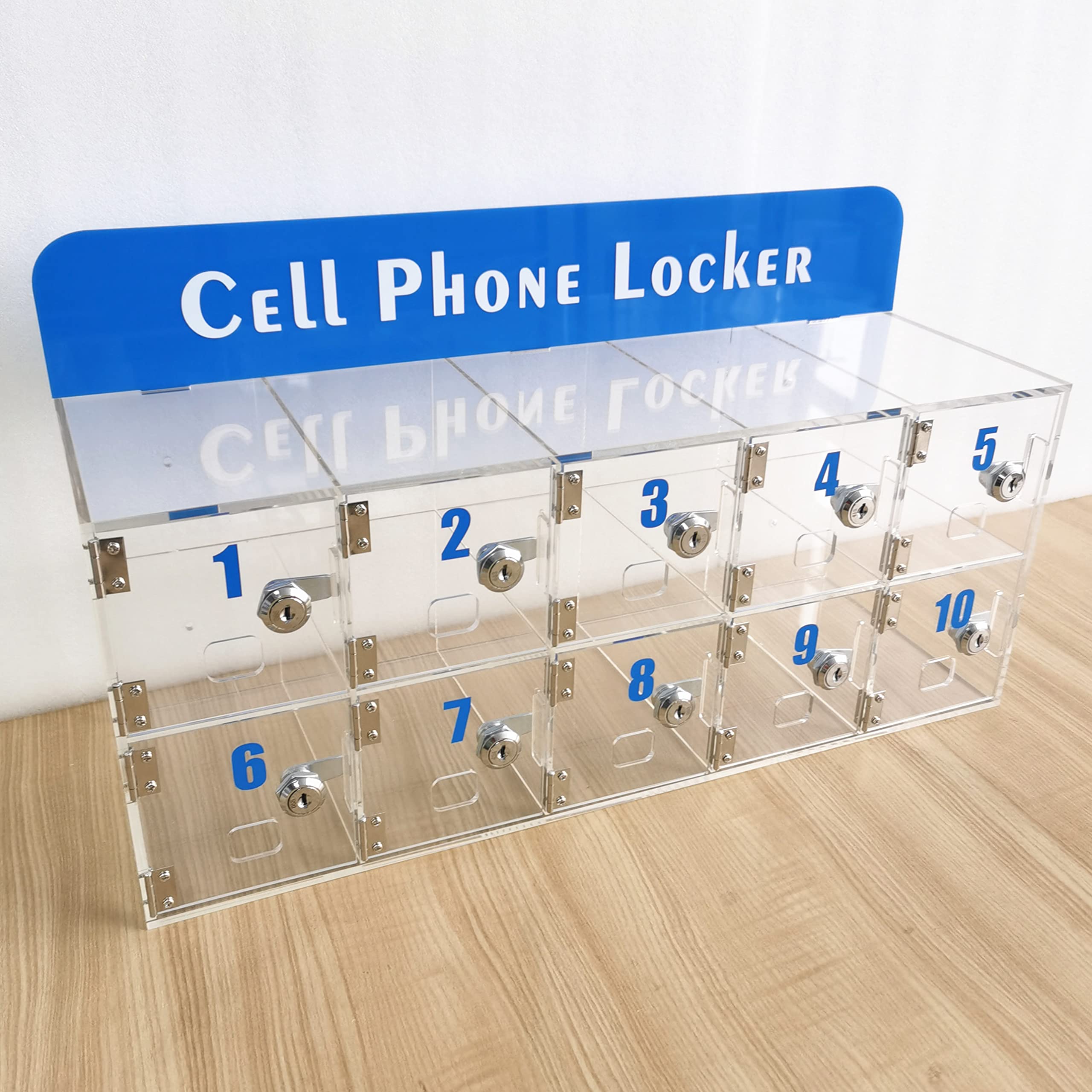 Buy Clear Cell Phone Locker Box with Door Locks and Keys WallMounted