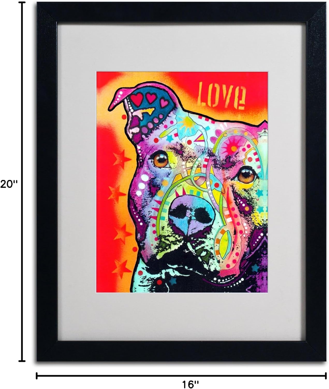 Trademark Fine Art Thoughtful Pit Bull Matted Artwork by Dean Russo with Black Frame, 16 by 20-Inch