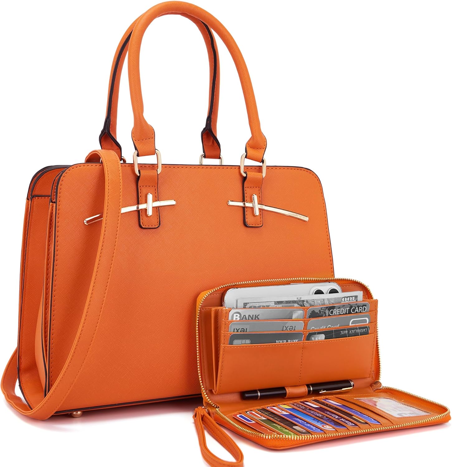 Purses for Women Handbag Wallet Tote Shoulder Hobo Bag Top Handle Satchel Purse Set 2pcs with 3 Compartments