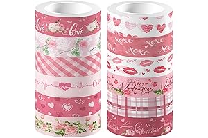 Konsait Washi Tape Set - Valentine's Day Adhesive Tapes for Crafts, Journaling,...
