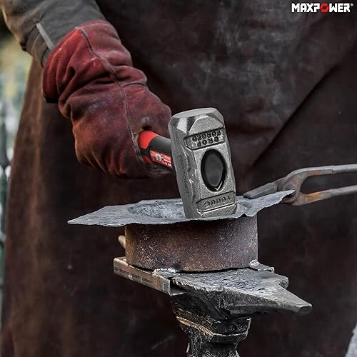 Miniatura 51 de MAXPOWER Martillo de club de 4 libras, mini martillo de trineo con mango de fibra de vidrio de 9 pulgadas, cabeza de acero forjada