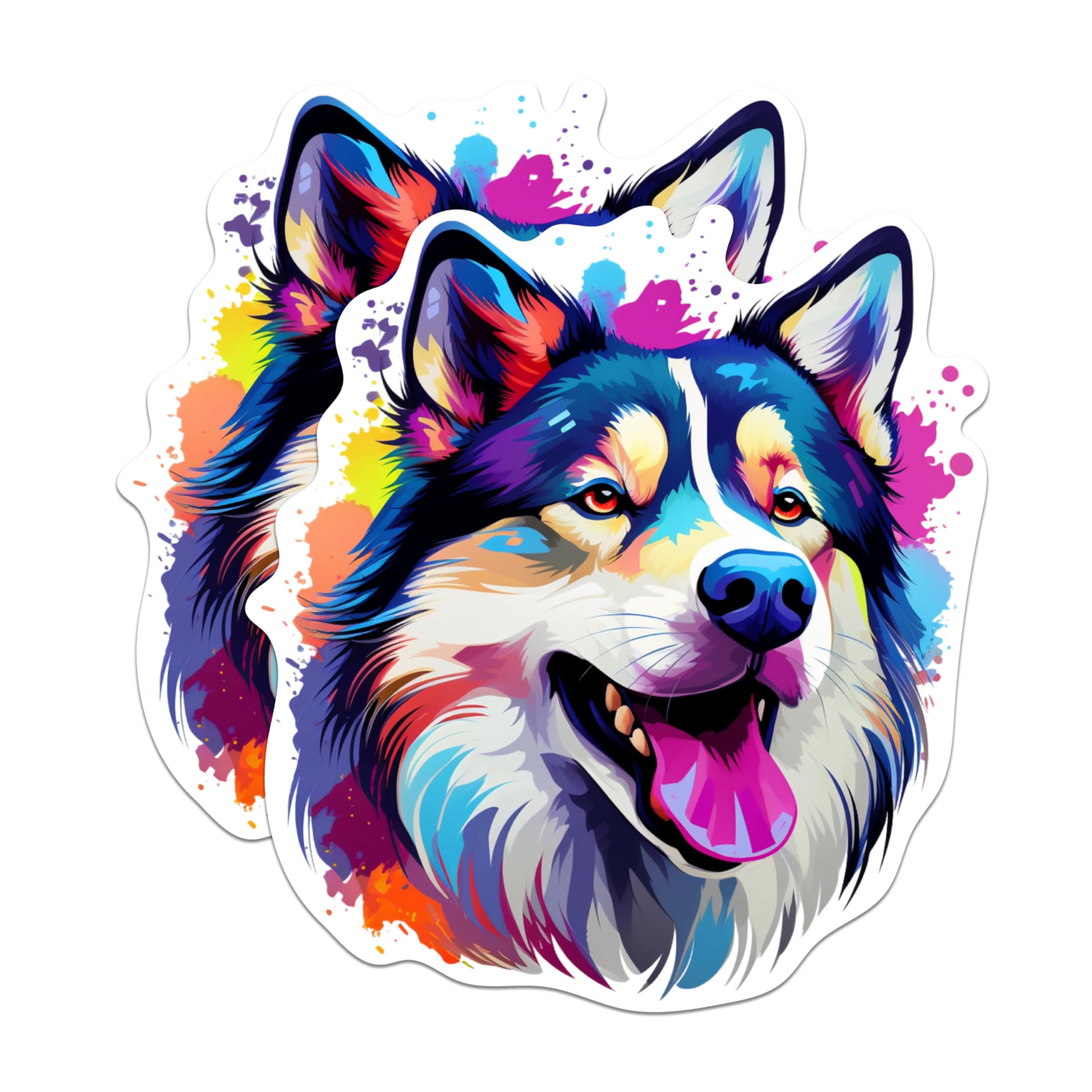 (2 Pack) Alaskan Malamute Dog Stickers - 5 Inches On Longest Side - Choose from Over 100 Dog Breeds - for Cars, Trucks, Skateboards, Laptops - Made in USA - BMCS1750