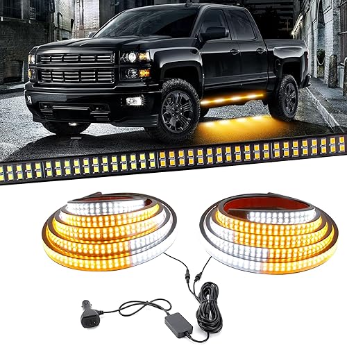 Afurkuot Tira de luz LED 2 en 1 para estribo de 70 pulgadas, tira de luz estroboscópica de emergencia de 70 pulgadas, barra de luz estroboscópica