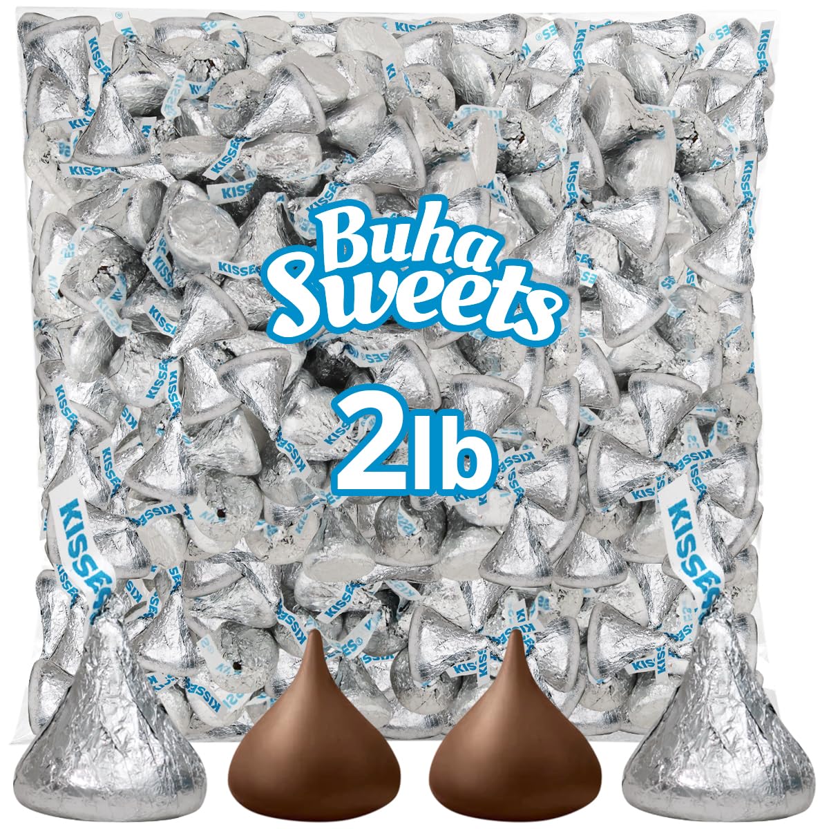 Bulk Milk Chocolate Candy 2 Pound Approx. 200 Pieces - Individually Wrapped Silver Foil Milk Chocolate Candy for Party Favors, Candy Buffets, Gifts & Treats