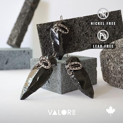 Miniatura 4 de Raw Mens Obsidian Arrowhead Necklace in Antiqued Sterling Silver with Black Leather