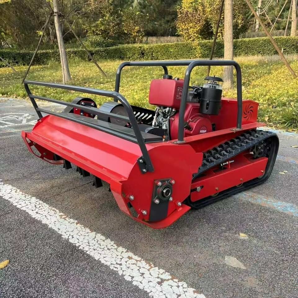 Efficiency Tracked Remote Control Lawn Mower for Hillside Grass Cutting