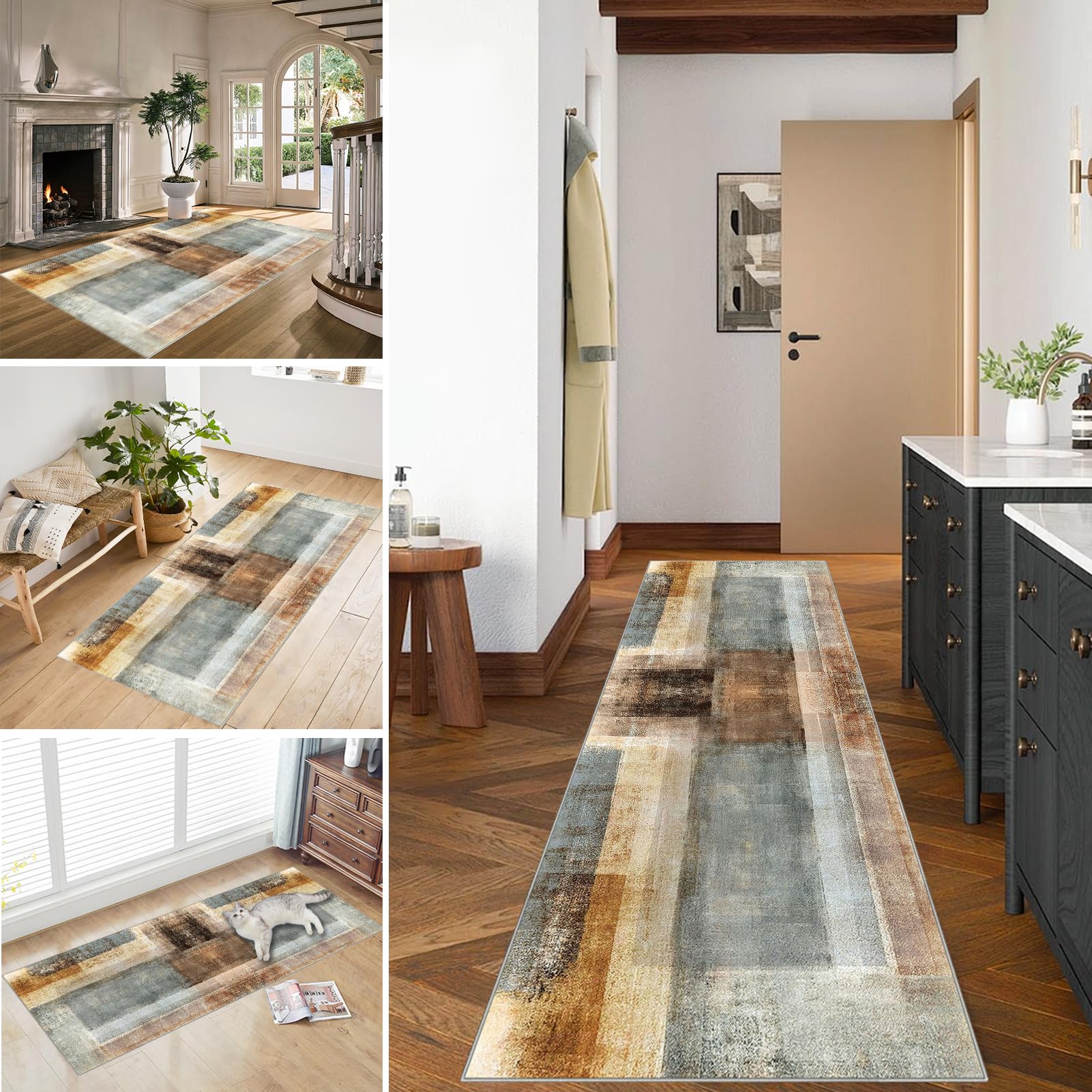 Tapis de couloir long 90x480 cm idéal pour habiller un grand hall d'entrée