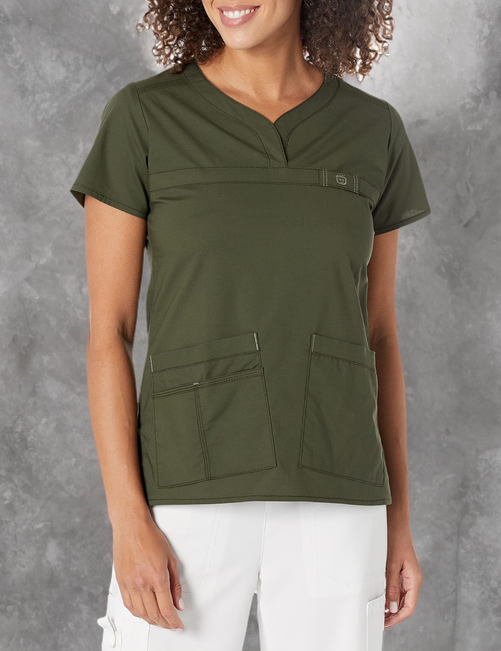 Wonderwink WonderFlex Women's Patience Notch-Neck, Forest Green, S