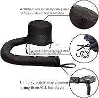 Vista 2 de Accesorio para secador de pelo con 10 rizadores de pelo de silicona, extra grande, ajustable, suave, con capucha y manguera extra larga para secar