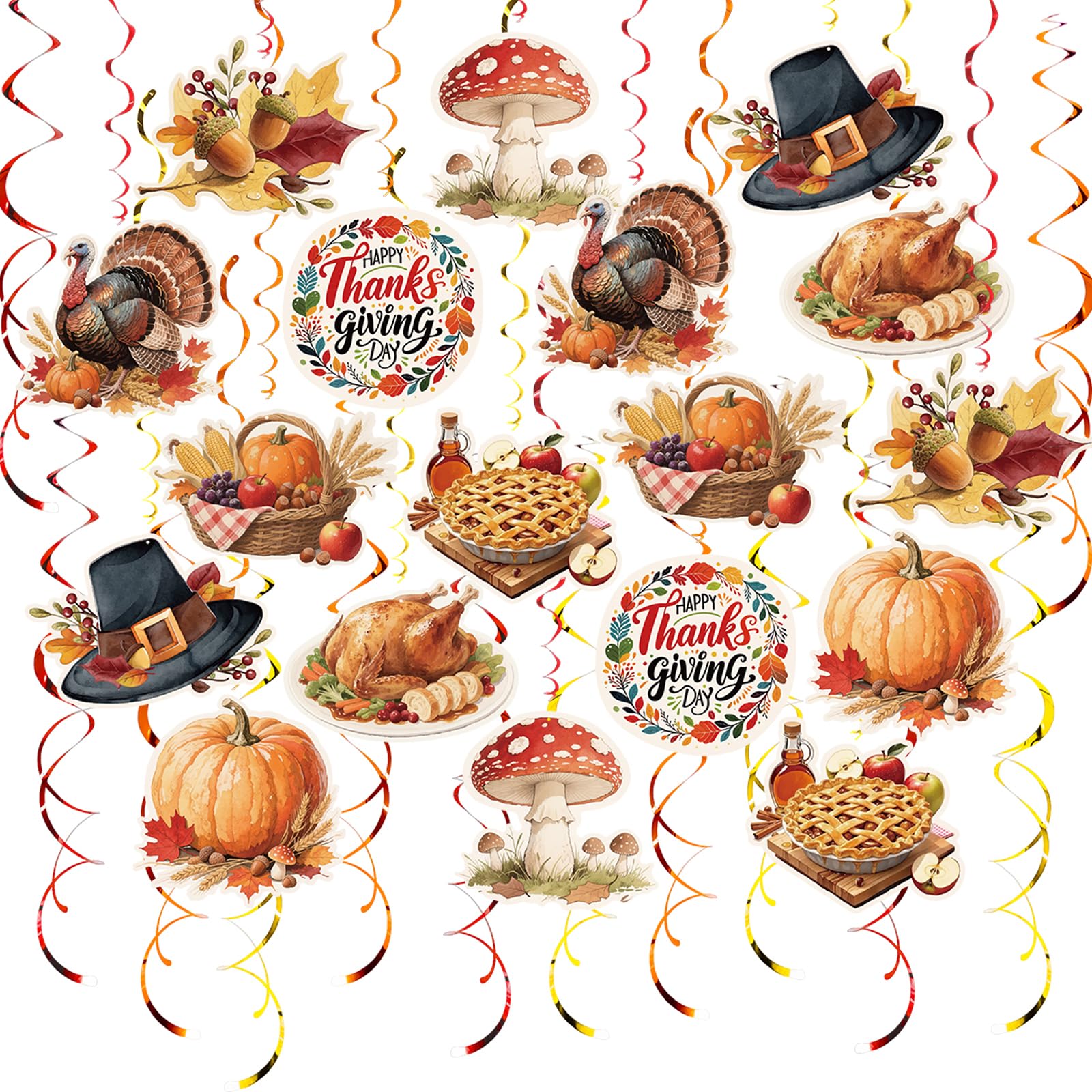 48-piece Thanksgiving hanging swirl set