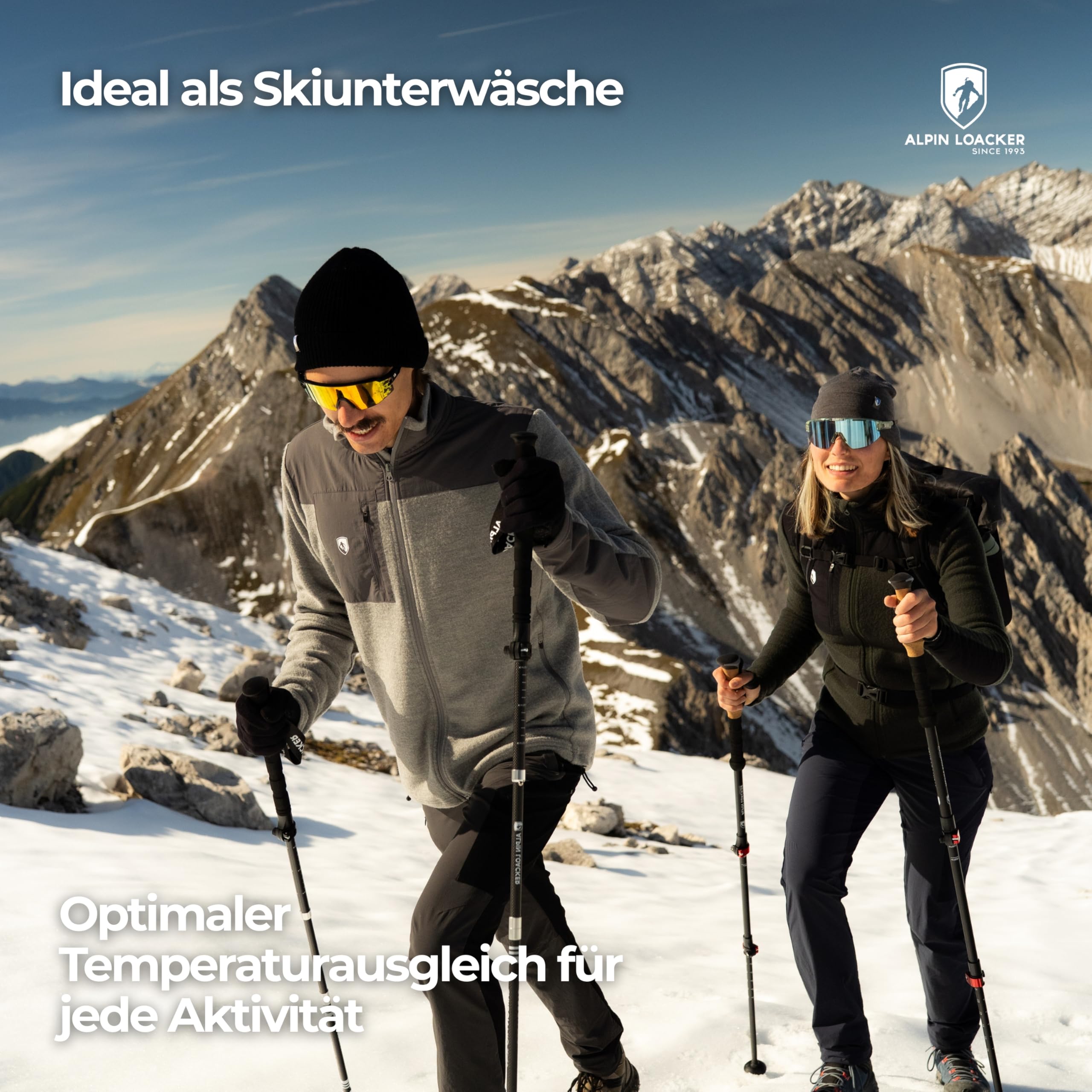 ALPIN LOACKER Thermo Merino Unterwäsche Set Damen I 100% Merinowolle Thermo Set & Ski Unterwäsche I Baselayer & Funktionsunterwäsche Damen