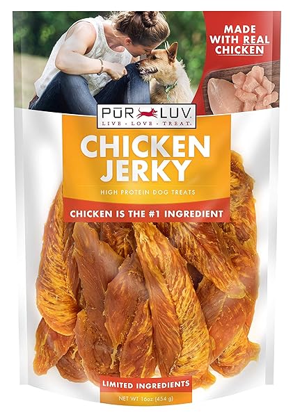 Chicken Jerky Dog Treats, Made with 100% Real Chicken Breast, 16 Ounces, Healthy, Easily Digestible, Long-Lasting, High Protein, Satisfies Dog's Urge to Chew