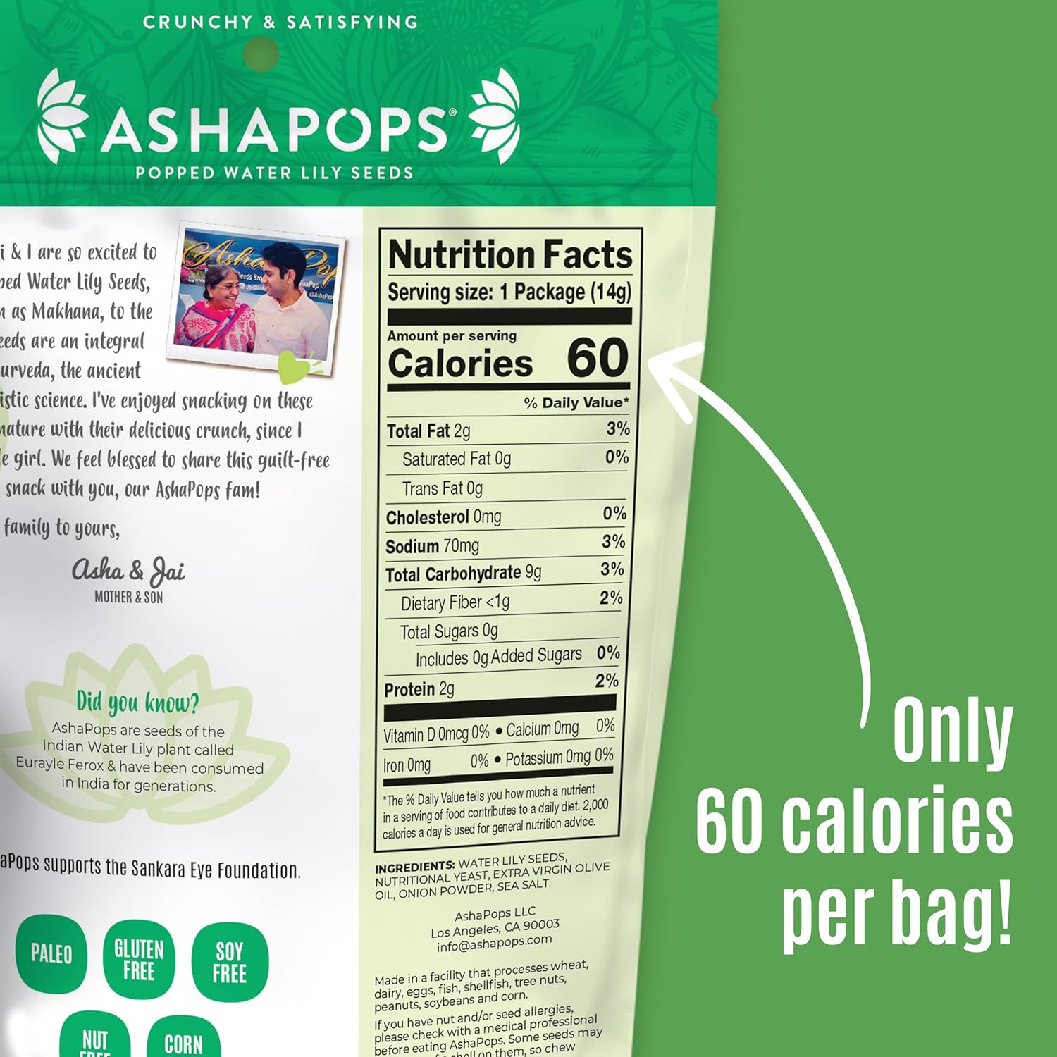 AshaPops Vegan Cheese Flavored Popped Water Lily Seeds, 0.5 oz (Pack of 12) - Gluten-Free, Vegan, Paleo, Nut-Free, Corn-Free, Soy-Free, Non-GMO, Delicious Plant-Based Crunchy Snack