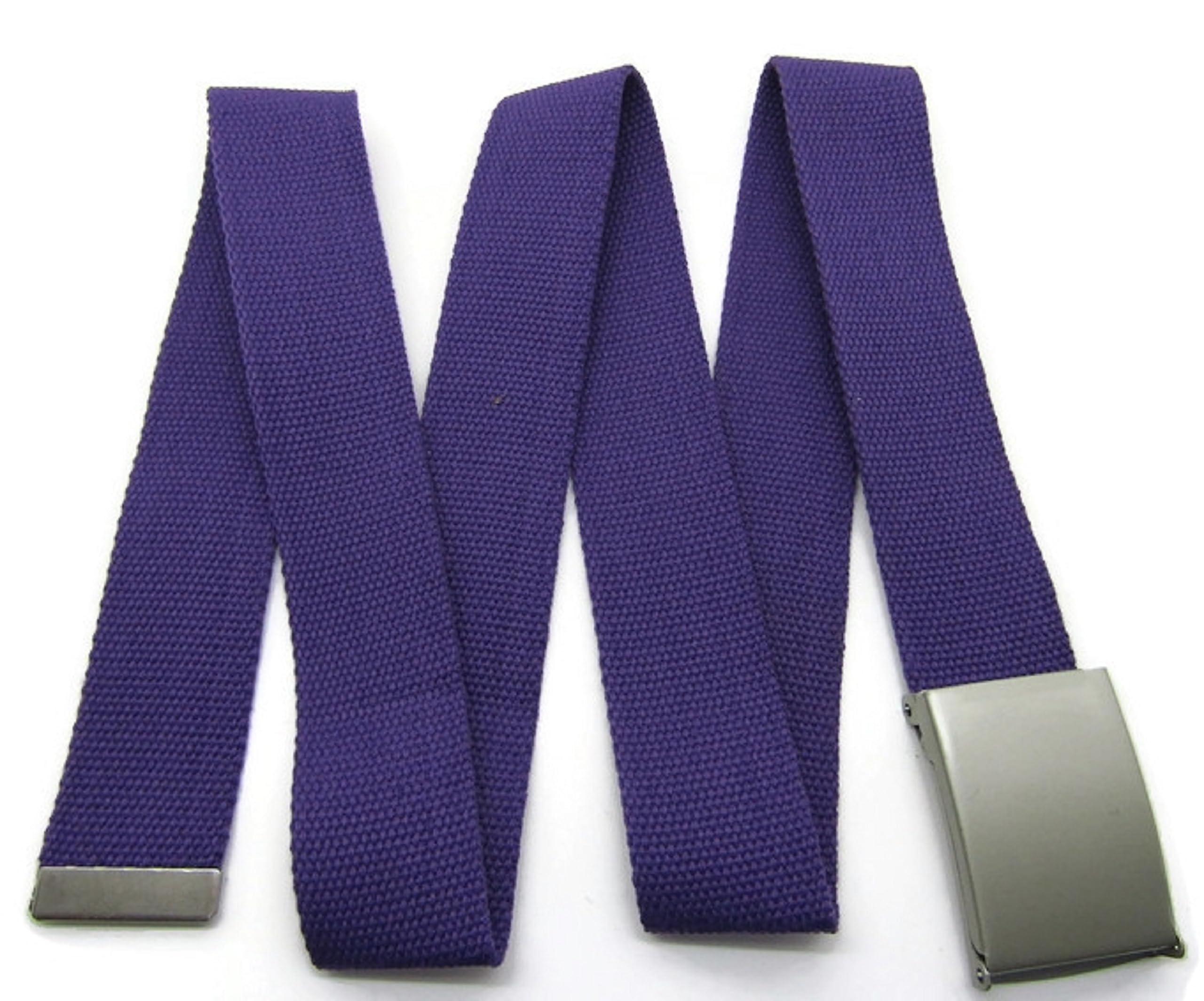 TheGloveHut Unisex Cotton Canvas Webbing belt Buckle (Purple, Extra Extra Large 48")