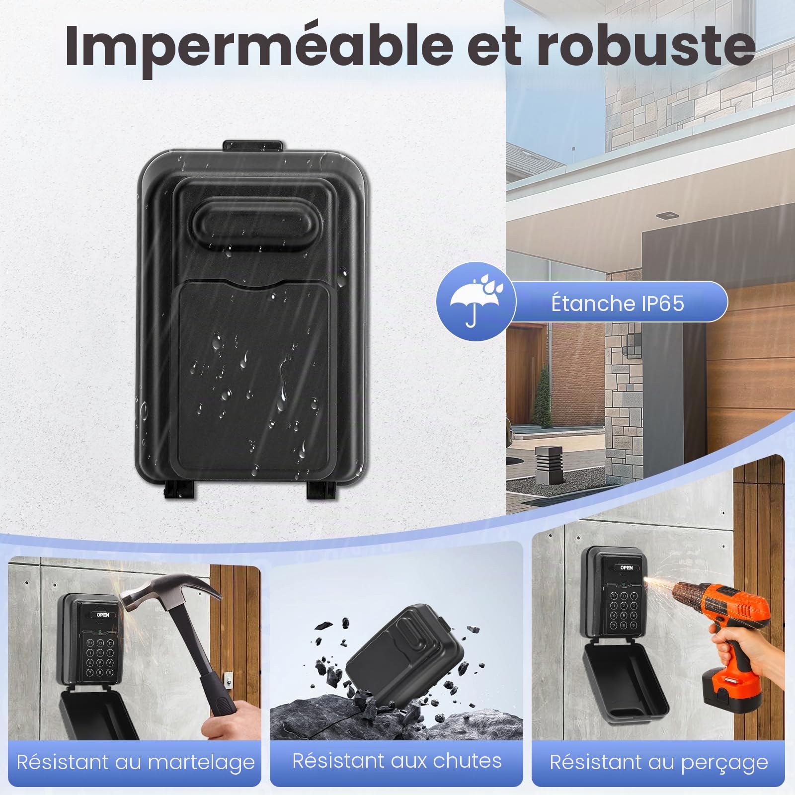 PAIRIER Grande Boite à Clés Sécurisée Extérieur Boîte à Clés Murale Étanche | avec Code Digital 4-10 Chiffres Anti-Vol, Antirouille & Résistant aux Intempéries Cofre Fort à Clé Robuste pour Airbnb