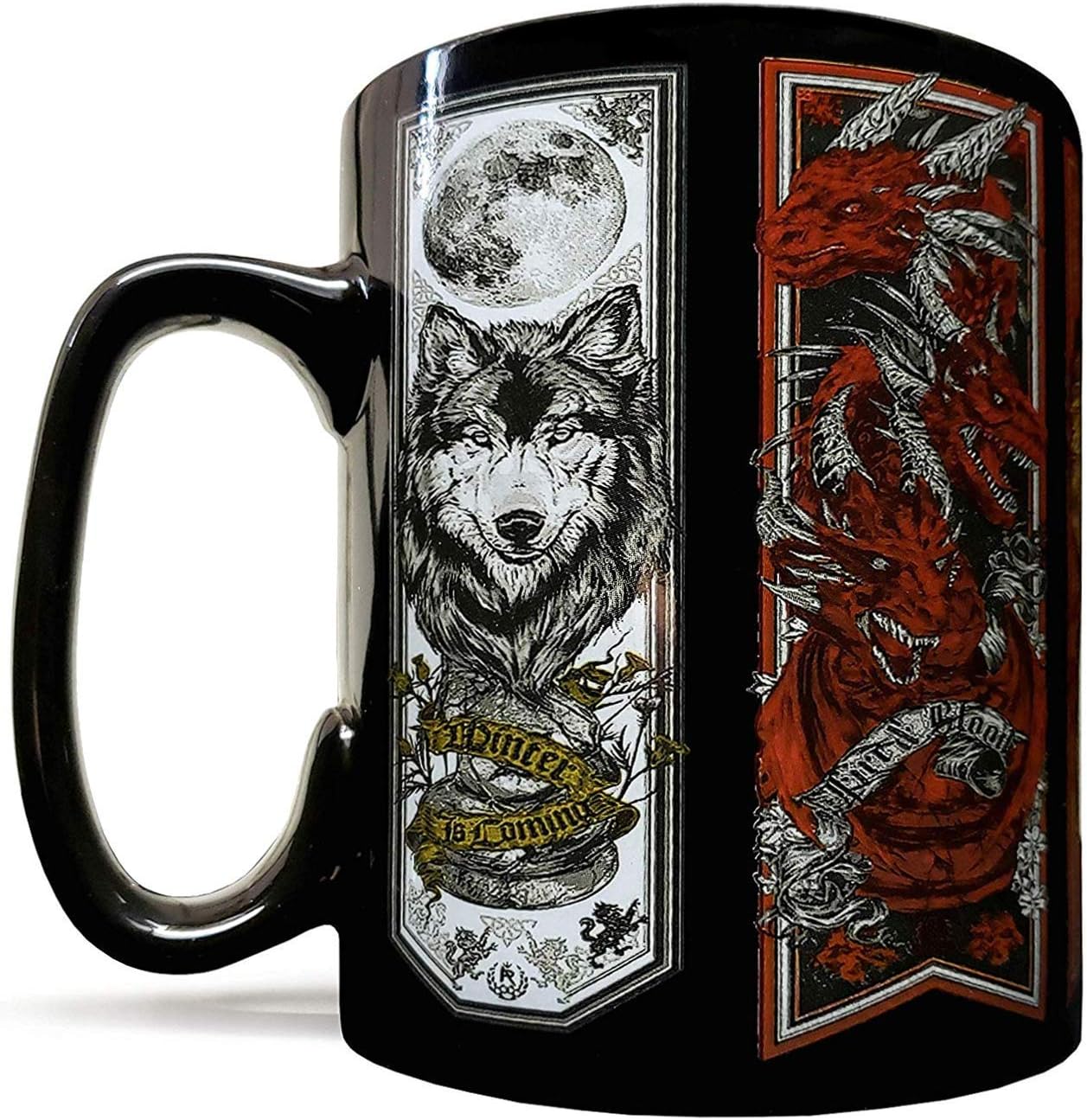 XPIWHTOW GOT House Banners - Large 20oz Grade A Ceramic Black Mug - Inspired by Game of Thrones - Giftable Foam Box Packaging