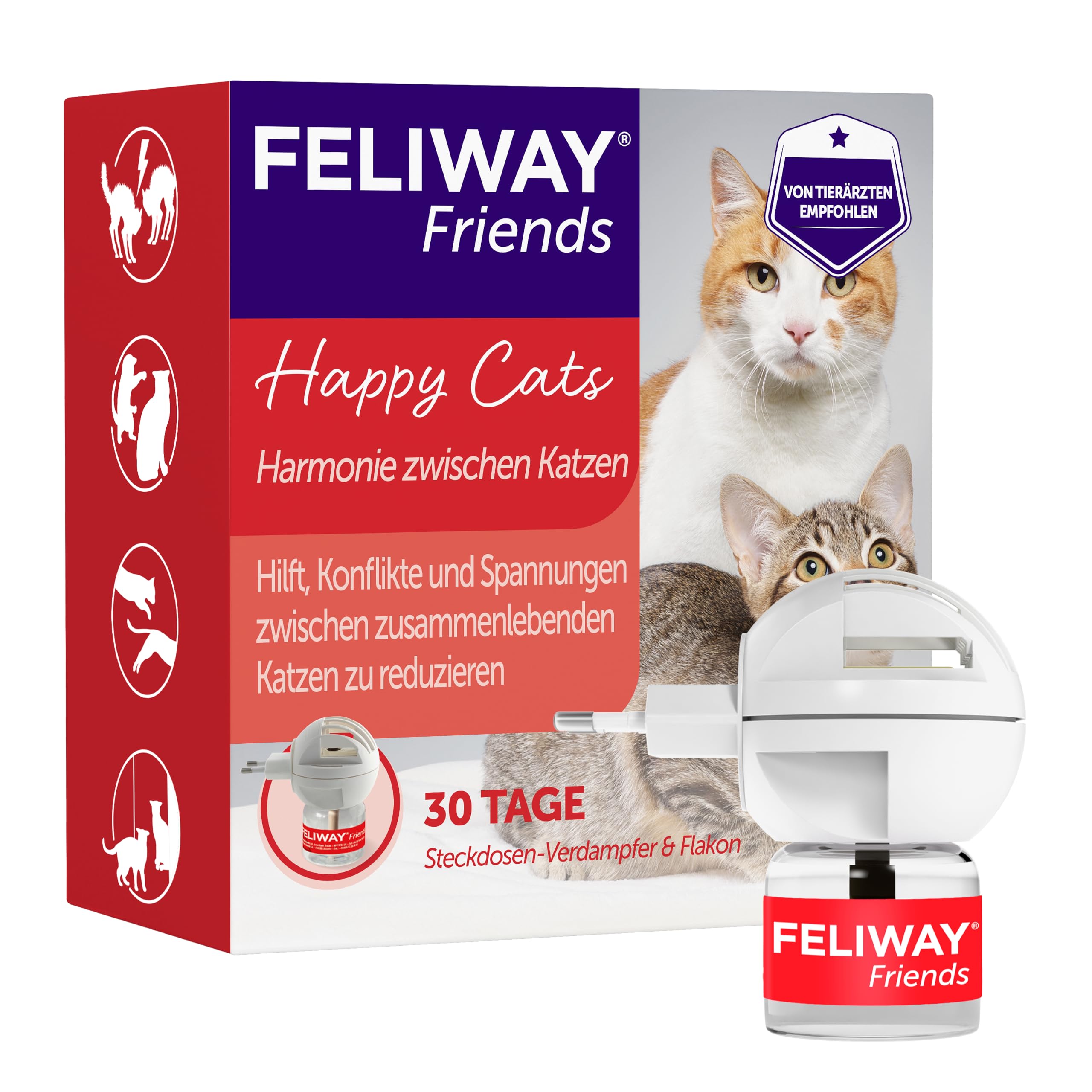 FELIWAY Friends 30 Tage Pheromon Verdampfer Start-Set, 48ml - Hilft Anzeichen von Stress bei Katzen und Kitten zu reduzieren, von Tierärzten empfohlen, klinisch getestet