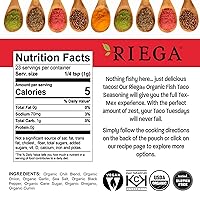 Vista 2 de Riega Condimento orgánico para tacos de pescado, mezcla de especias para pescado a la parrilla, tacos, cuencos y verduras asadas, 0.8 onzas