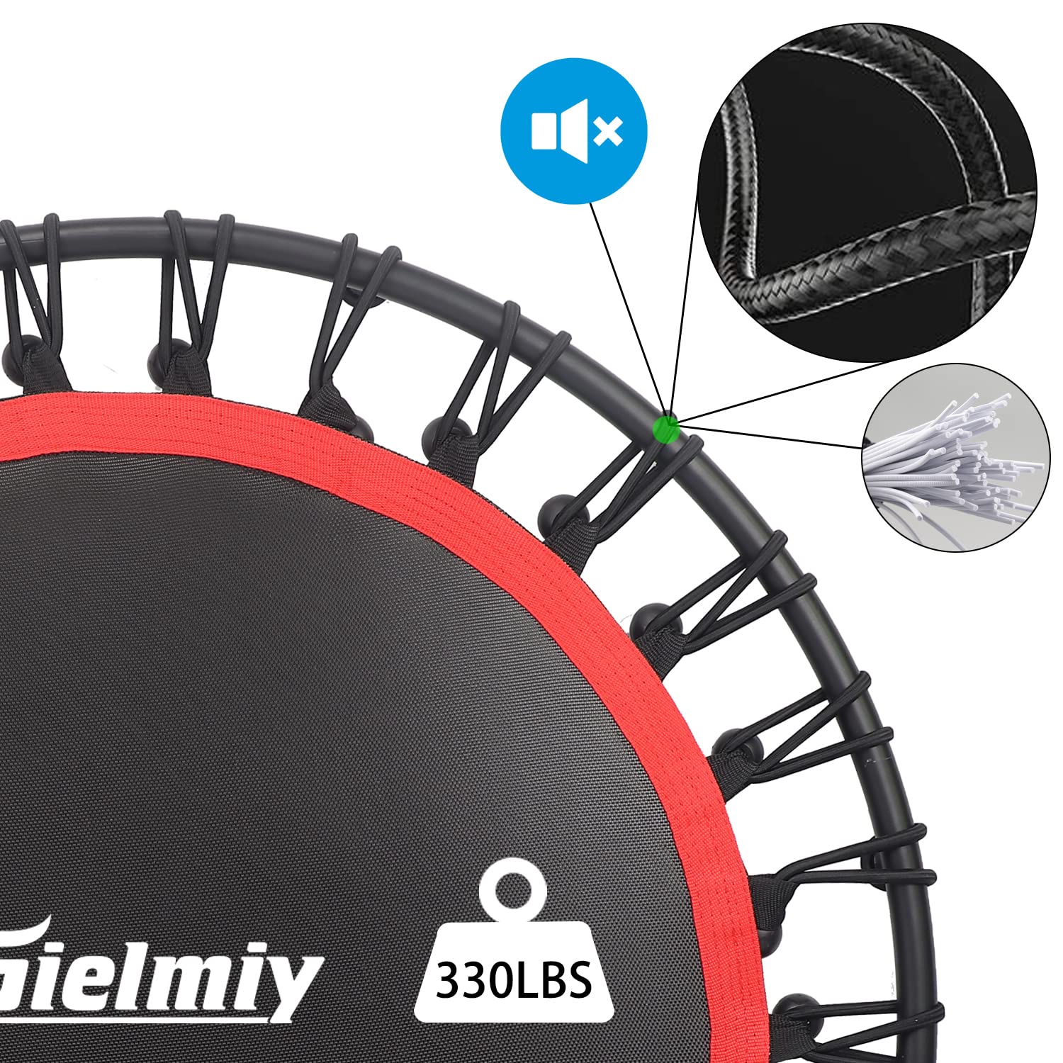 Trampolino Fitness Gielmiy Ø101cm Con Manubrio - Corda Bungee, Portata 150kg, Per Allenamento - Foto 7