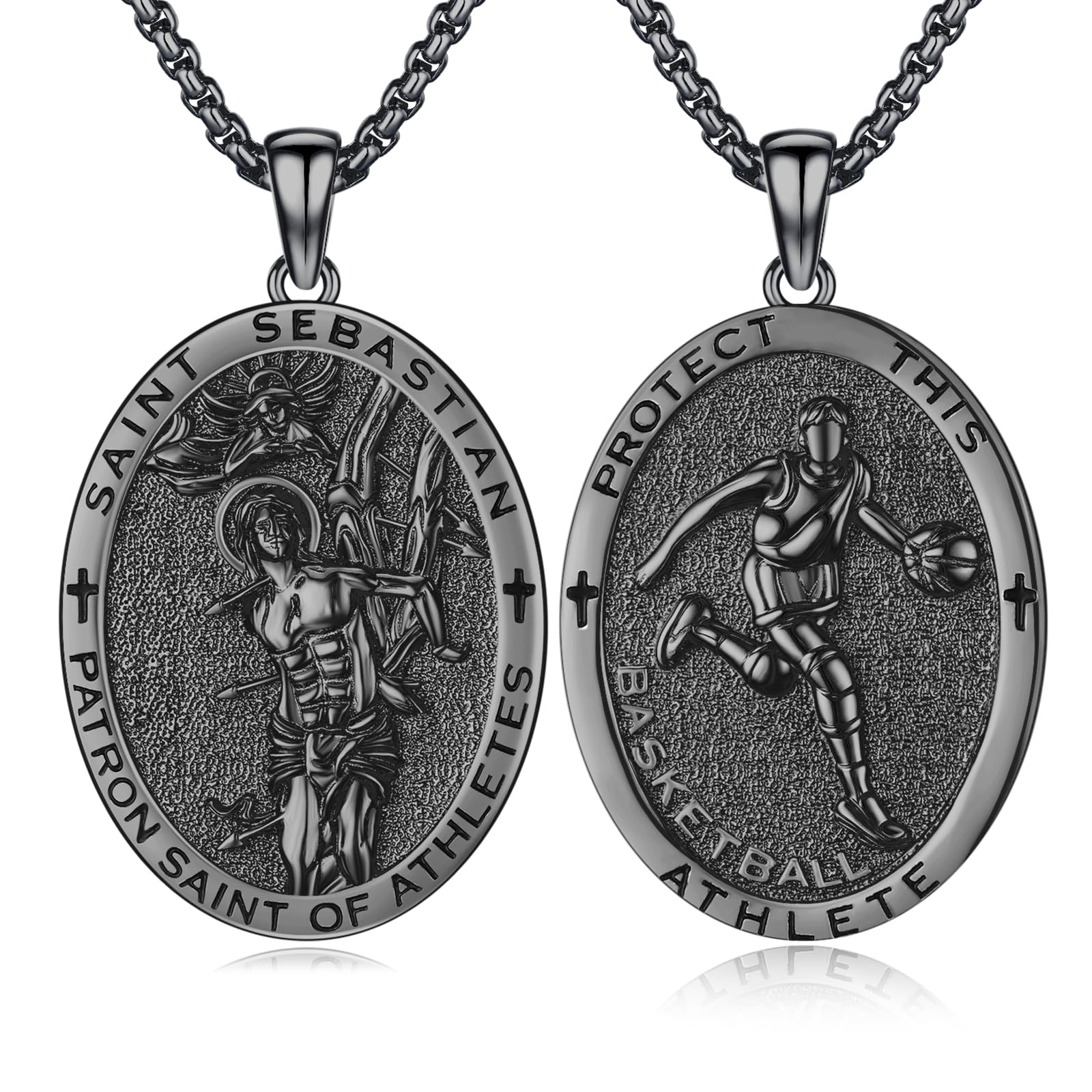Silver/14K Gold Patron Saint Medal Amulet Necklace for Men Women