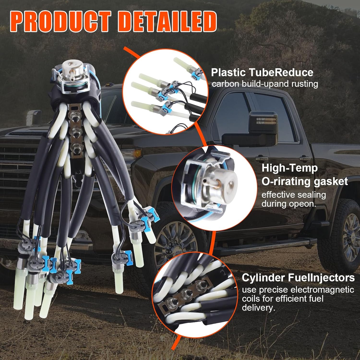 FJ504 Fuel Injector Assembly with Bracket for Chevy C2500/C3500, Suburban, Express, for GMC C1500/C2500, K1500/K2500/K3500, Tahoe, Yukon, Savana, Escalade 5.0L 5.7L V8 Replace# 93441235