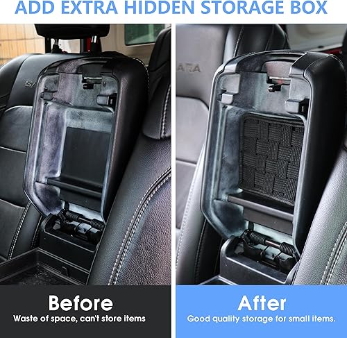 Miniatura 5 de Organizador de consola central MOLLE Panel para Jeep JL, organizador de velcro, reposabrazos de correas tácticas, bolsa de almacenamiento para Jeep
