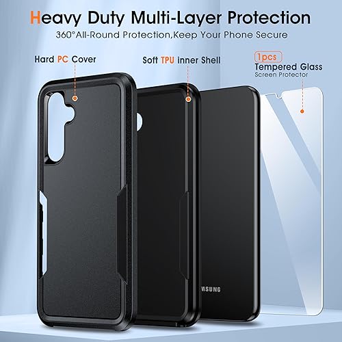 Miniatura 3 de Oneagle Funda para Samsung Galaxy A15 5G, doble capa Galaxy A15 5G con 1 protector de pantalla de vidrio templado, protección militar de 15 pies,