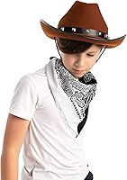 Vista 12 de Spooktacular Creations Sombrero de vaquero de Halloween y 3 piezas de bandana para hombres y niños, disfraz de vaquero, accesorios de Halloween