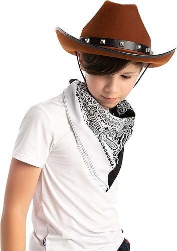 Miniatura 12 de Spooktacular Creations Sombrero de vaquero de Halloween y 3 piezas de bandana para hombres y niños, disfraz de vaquero, accesorios de Halloween