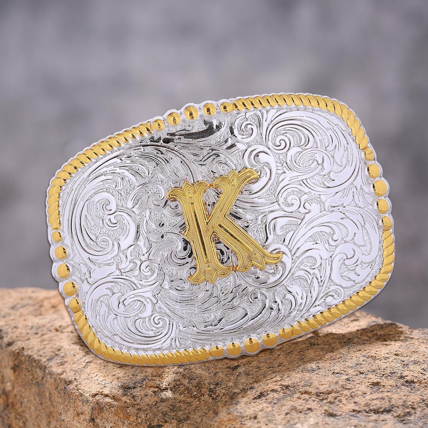 Btilasif Belt Buckles Men, Western Cowboy Gold Initial Letters ABCDJMR Belt Buckle, Western Accessories for Women, Cowboys Gifts for Men (K) image 5