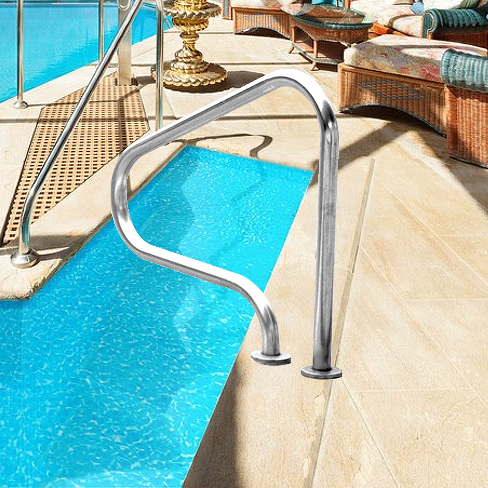 Pool Handrail Pool Handrails 304 Stainless Steel Swimming Pool Hand Rail for In Ground Swimming Pools, Safety Swimming Pool Railing, Anti Slip Protective