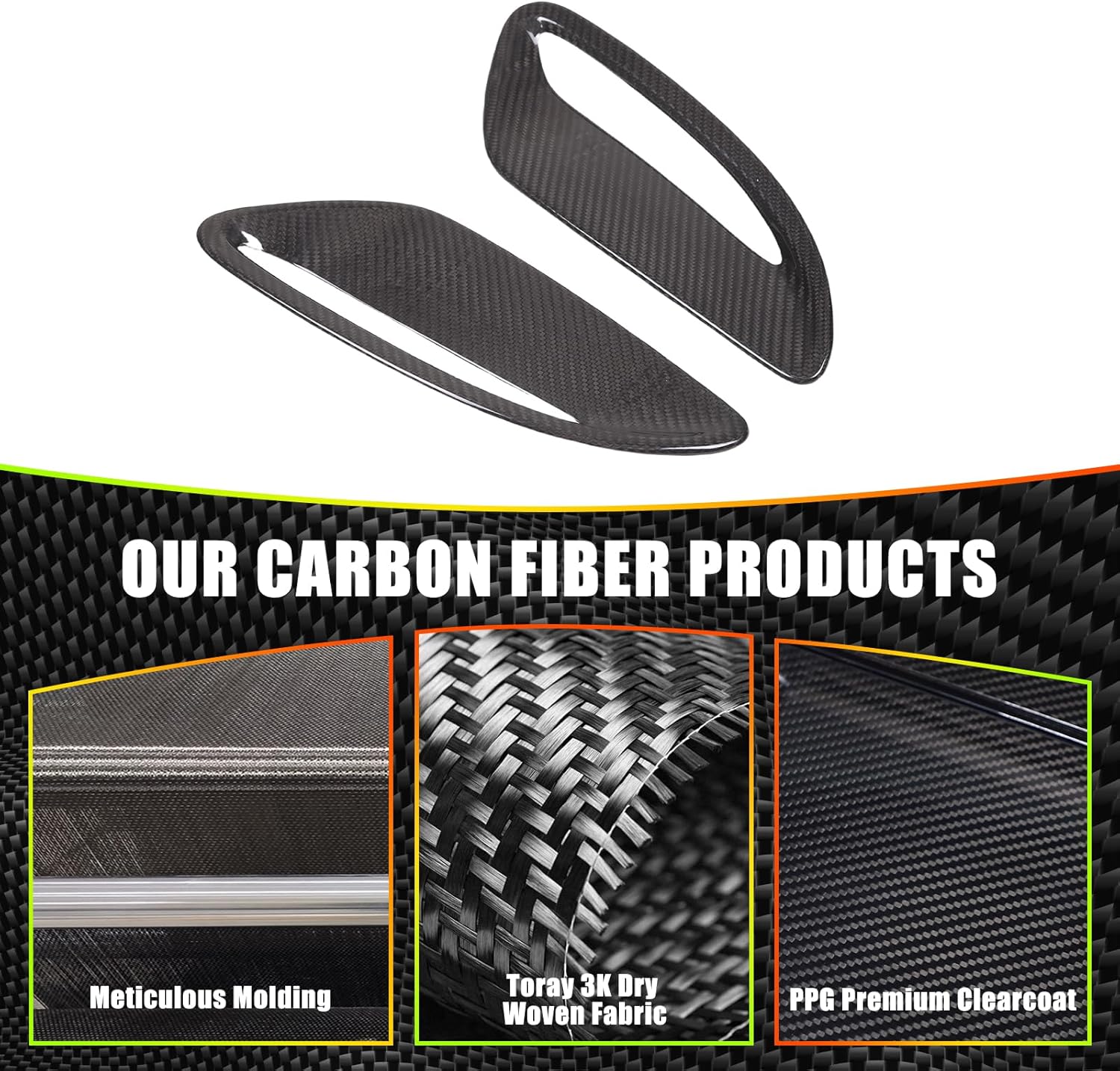 Daeiclru Hood Air Vent Cover Compatible with Jaguar F-Type 2021 2022 2023 2024 2025, Hood Air Outlet Vent Molding Trim Kit Exterior Accessories (Black)