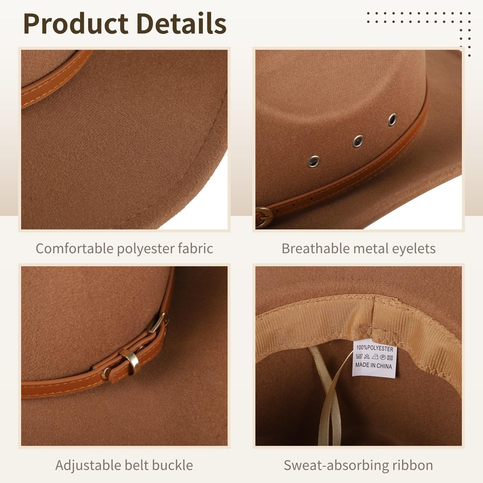 Cappello da cowboy unisex, accessori classici in stile country, bomboniera occidentale, cappello Yellowstone a tesa larga per donne e uomini, con fibbia per cintura per abbigliamento rodeo