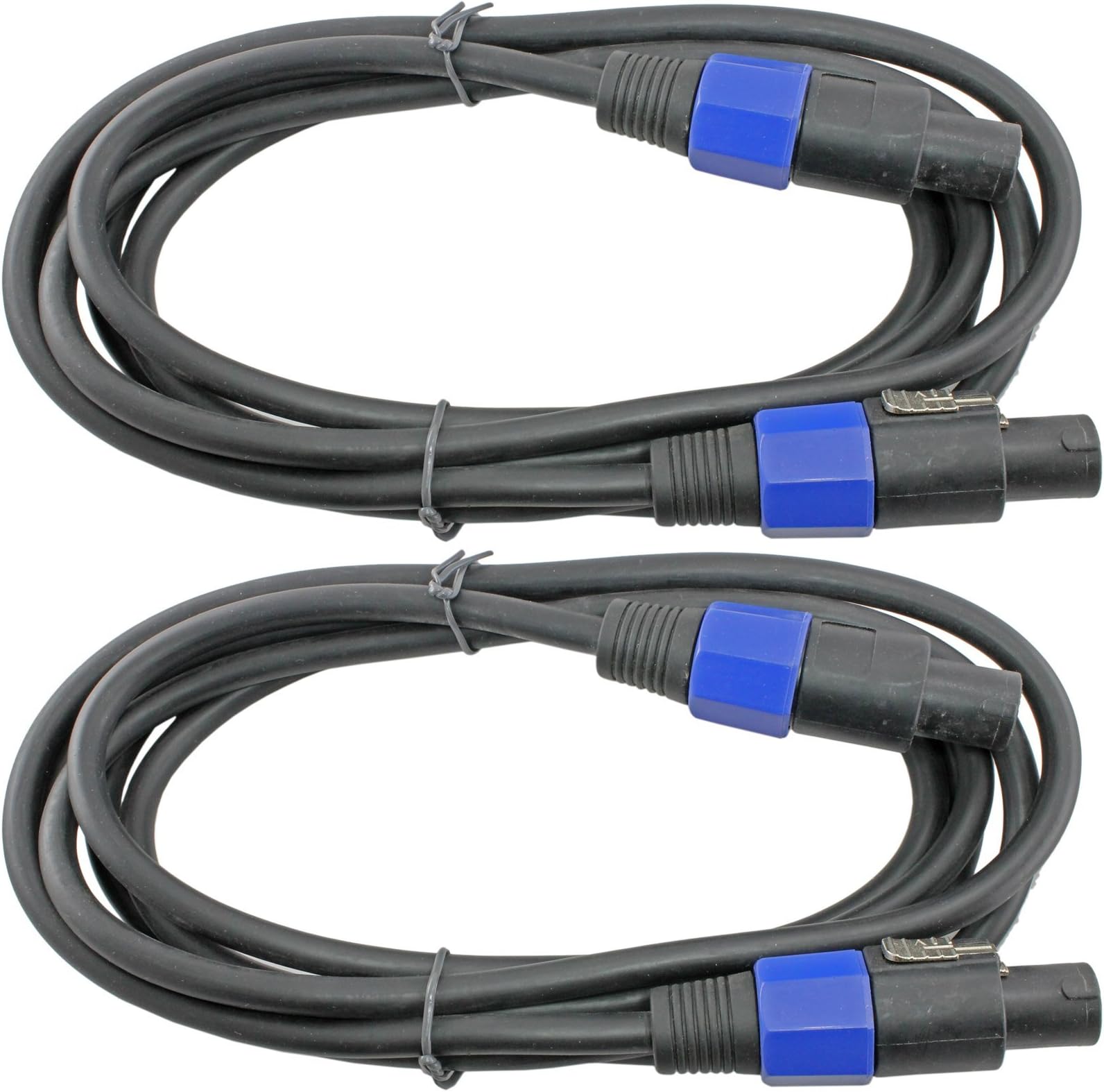 MCSPROAUDIO 12 Gauge Speakon Compatible Speaker Cables 2 Cable Pack (10 Foot each speakon to speakon)