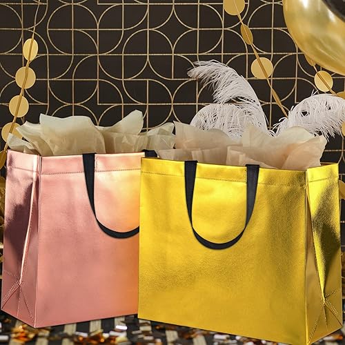 Miniatura 5 de GITMIWS Bolsas de regalo brillantes de 13 pulgadas con pañuelos, juego de 18 bolsas reutilizables de colores mixtos, tamaño grande, ideal como bolsa