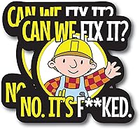 Vista 1 de Paquete de 2 calcomanías con texto en inglés "Can We Fix It" - Divertidas calcomanías de mecánico para construcción, Journeyman Lineman para casco