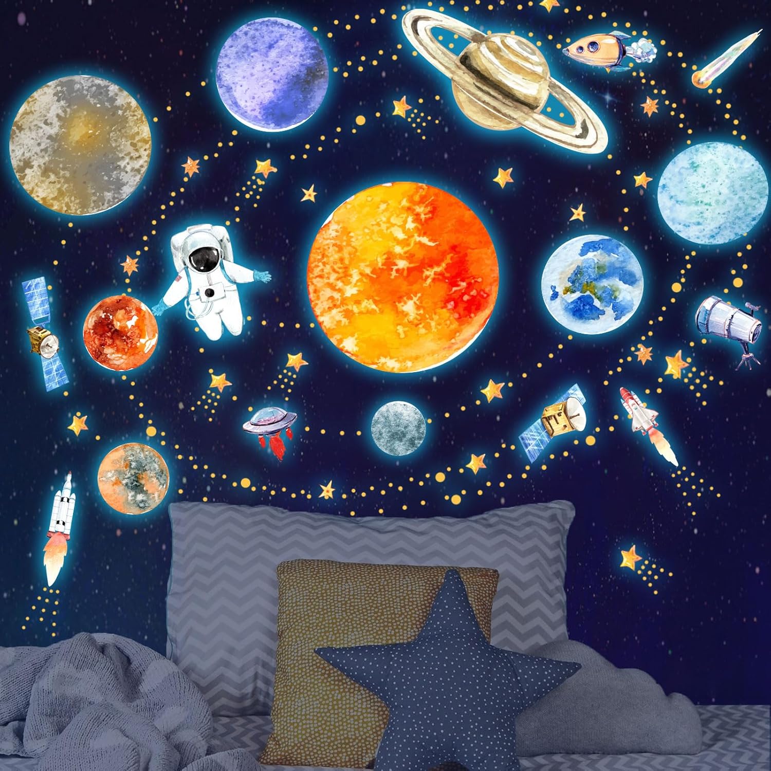 Glow-in-the-Dark Planets & Stars Wall Decals