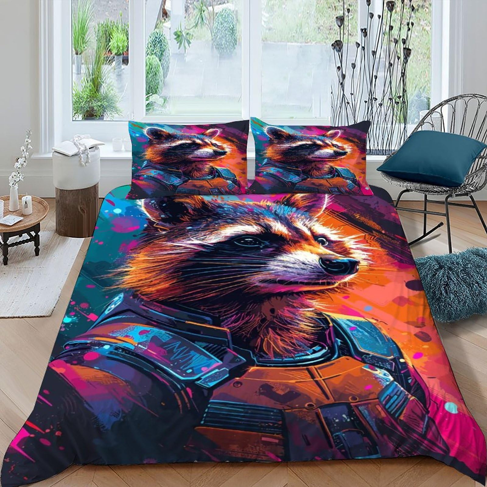 Parure de lit raton laveur King size pour créer un cocon nature dans votre chambre d'adulte