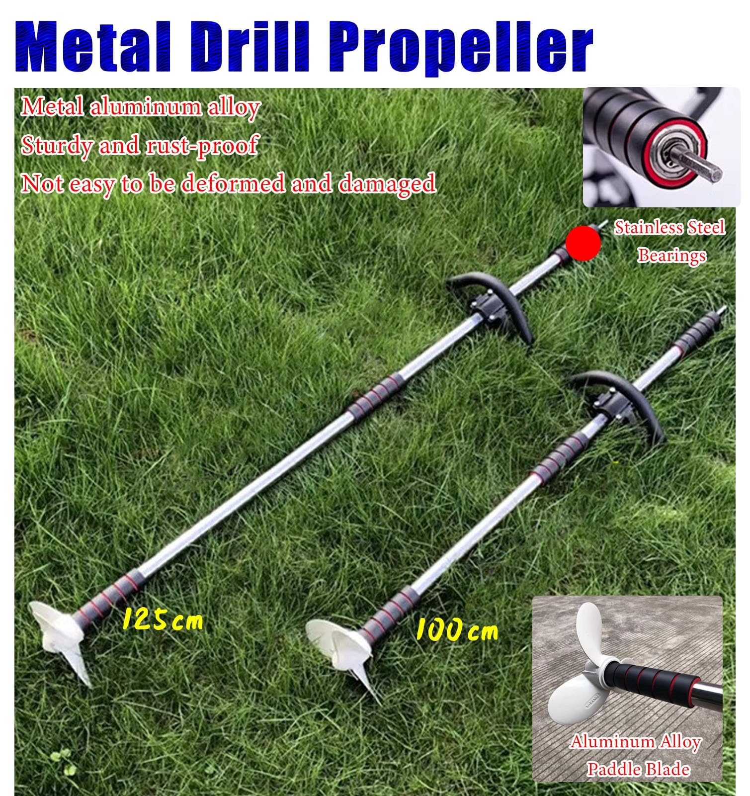 Motore Fuoribordo Kit Elica per Barca a Motore a Trazione Idraulica, Motores Elettrico di Emergenza per Barca a Traina, Propulsore Portatile Orientabile per Kayak(With Clamp,L-125cm(49 1/4"))