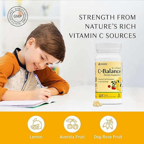 Miniatura 5 de Umeken C-Balance - Masticables de vitamina C, extracto de acerola y limón, apoyo inmunológico de alta potencia para adultos y niños, 2.28 oz