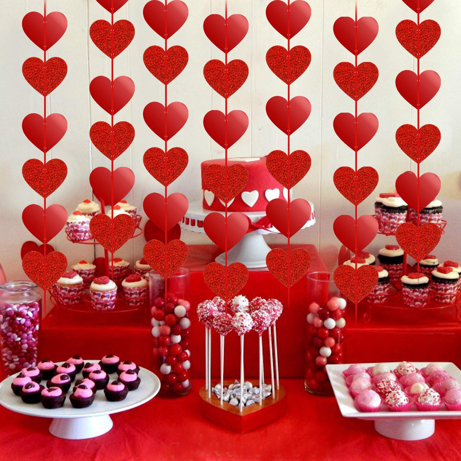 Guirlande Cœurs En Papier - 4 Pièces De 4 Mètres (16 M Total) - Décoration Mariage, Saint-Valentin, Anniversaire - Facile à Accrocher