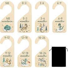 R HORSE 8Pcs Dragon Baby Closet Dividers for Clothes Organizer Size Divider | Double Sided Wooden Nursery Hanger Divider, Baby Clothes Divider from Newborn to Toddler, Boy Girl Baby Shower Christmas Gift