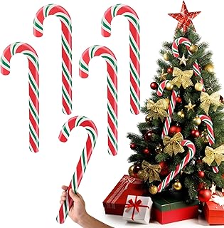 AWIZOM 6 Pcs 15.7 Inch Large Christmas Candy Canes Decorations Red White Green Wooden Candy Cane Ornaments Rustic Christmas Tree Hanging Decorations for DIY Crafts Xmas Holiday Party Supplies