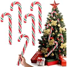 AWIZOM 6 Pcs 15.7 Inch Large Christmas Candy Canes Decorations Red White Green Wooden Candy Cane Ornaments Rustic Christmas Tree Hanging Decorations for DIY Crafts Xmas Holiday Party Supplies