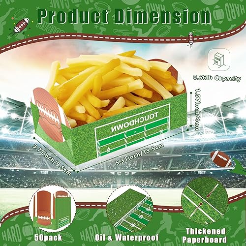 Miniatura 2 de Paquete de 100 bandejas de papel para fiestas de fútbol, papel desechable para servir alimentos, barcos de comida para fiestas de fútbol, bandejas