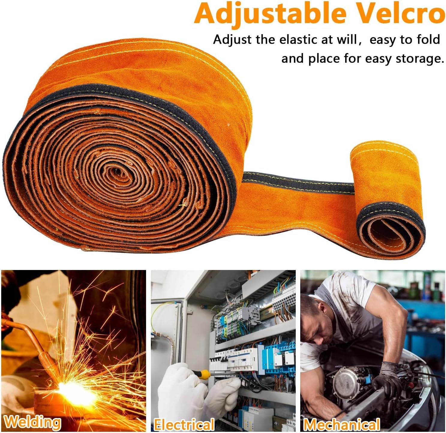 TIG Welding Torch Cable Cover MIG Cable Hose Sleeves Plasma Cover Flame Resistant Split Cowhide Leather with Zipper Kevlar Stitched Split 275"x 4" (23 Ft Yellow)