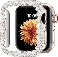 Vista 8 de Funda brillante compatible con Apple Watch Series 6/5/4/SE 3/SE 2/SE de 1.575 pulgadas, cubierta protectora de diamante para mujer, protector