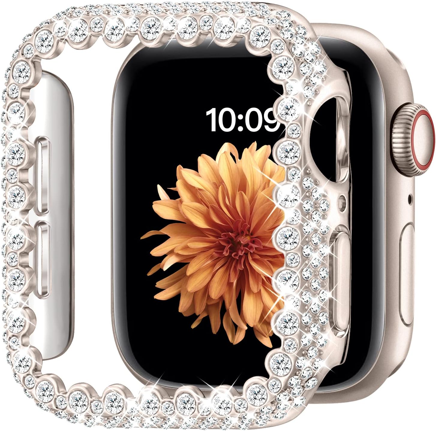 Bling Bumper Case Compatible with Apple Watch Series 6/5/4/SE 3/SE 2/SE 40mm, Diamond Protective Face Cover for Women, Hard PC Frame for iWatch 40mm